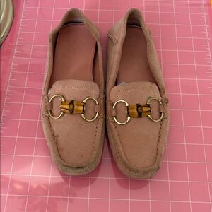 Gucci Pink Suede Loafers with Bamboo Horsebit